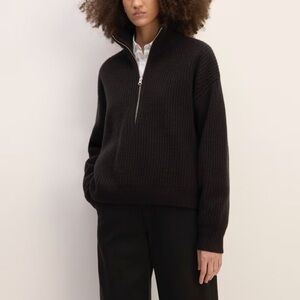 Everlane The Felted Merino Half-Zip Sweater black xxs